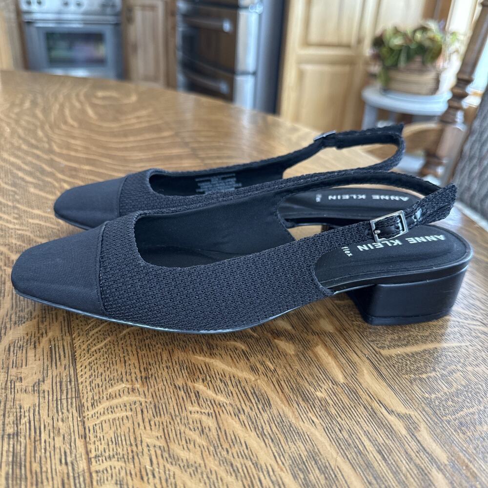 Anne Klein Novella Slingback Block Heel Pump Size 7 Black New Without Box